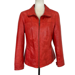 Sly & Co burnt orange leather jacket